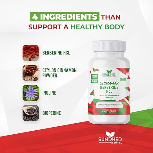 Miniatura 3 de Ultramax Berberina HCL con canela de Ceilán, cápsulas de suplemento de clorhidrato