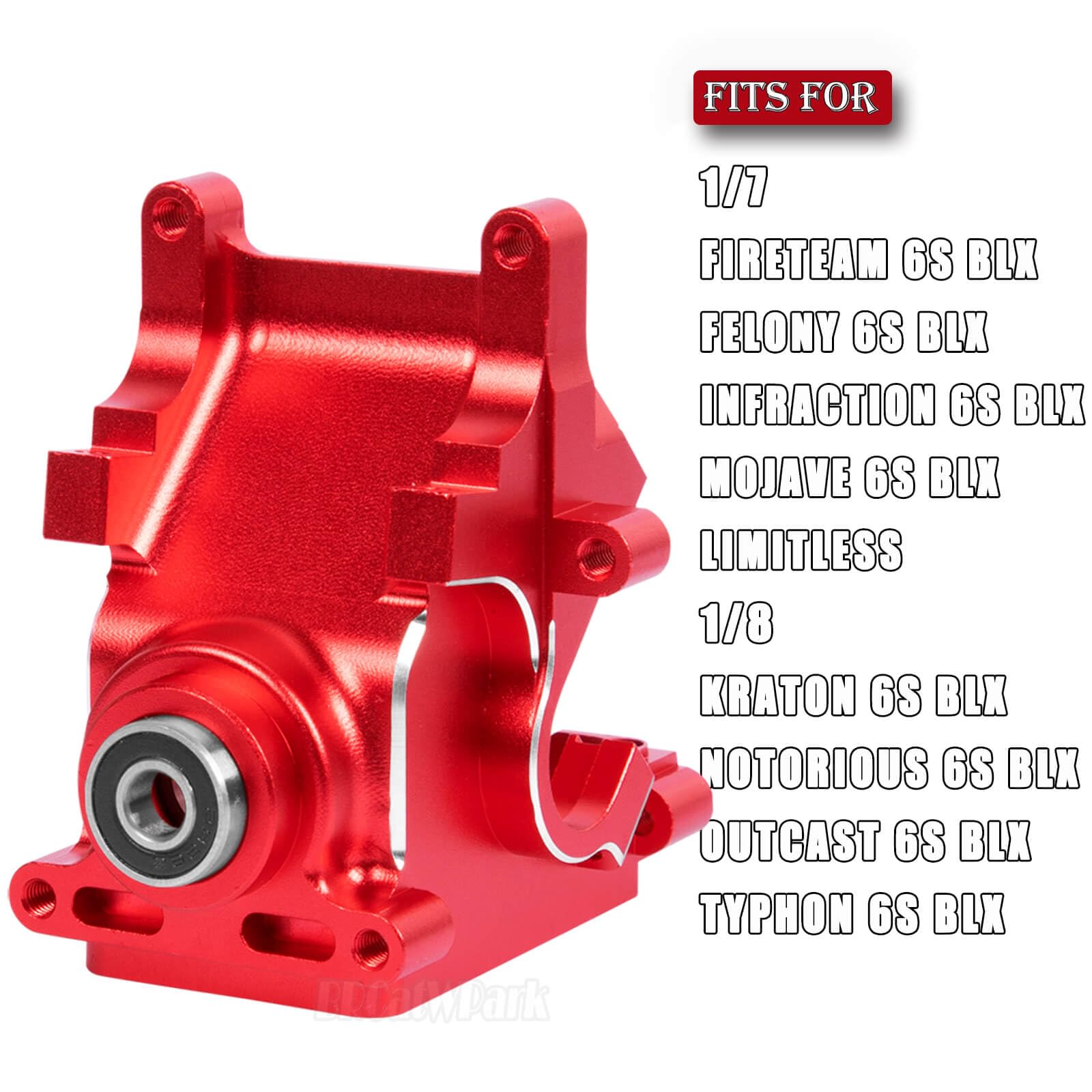 Red Quick Diff Arrma Typhon 6s RC Front & Rear Differential Gear Set - 43t & 10t Input ...