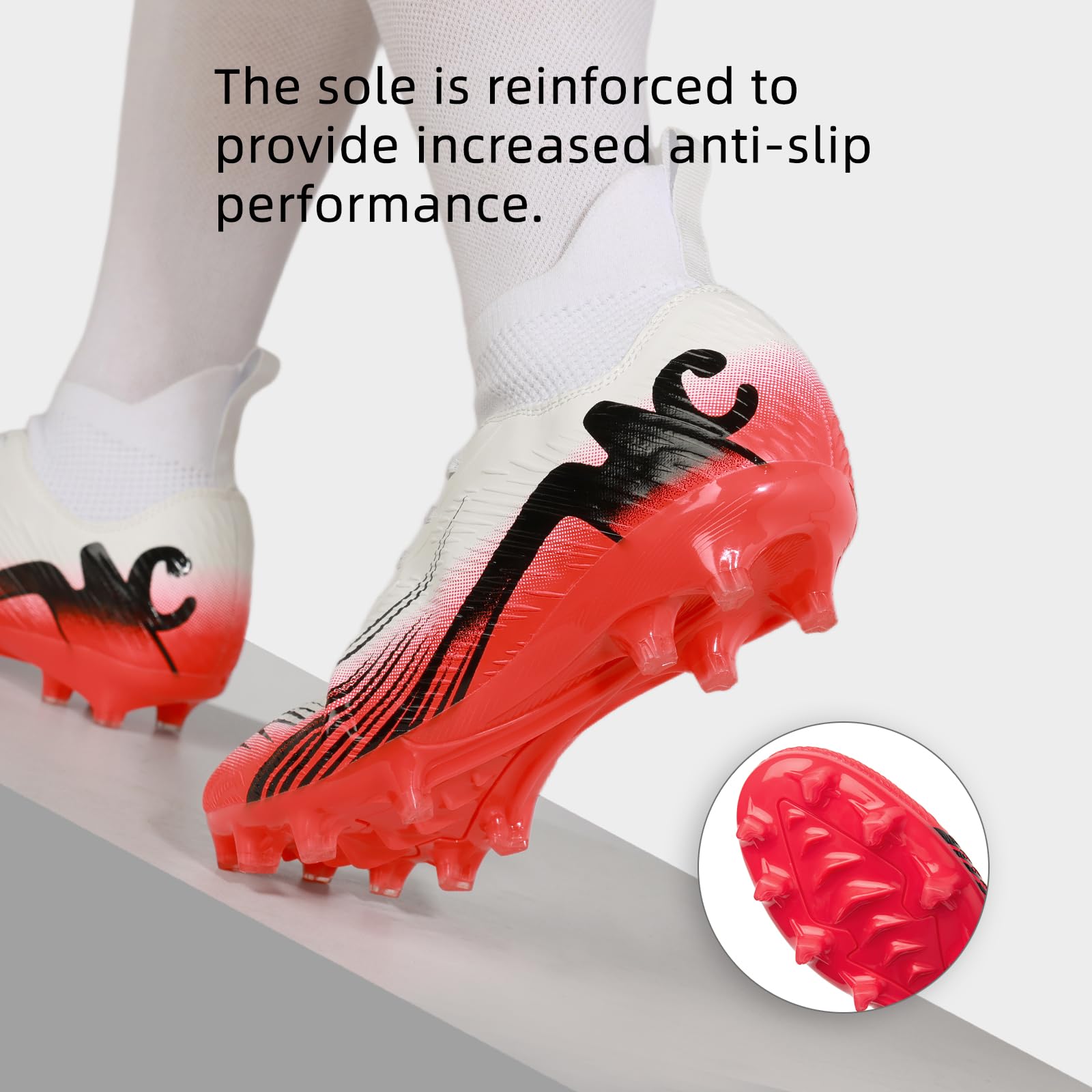 Men's High Top Soccer Shoes FG Long Spikes Adult Football Shoes Lightweight Professional Athletic Training