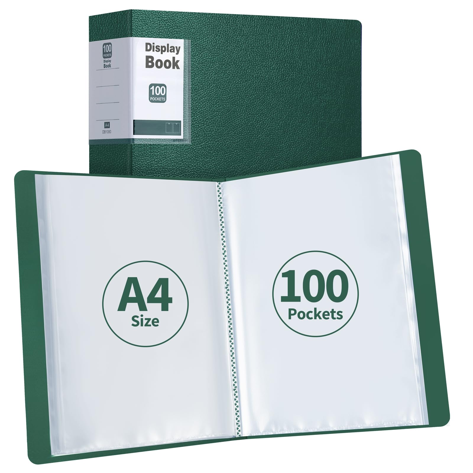 DONGLI 2 Pack A4 Display Folder, 100 Pockets Display Book(Green)