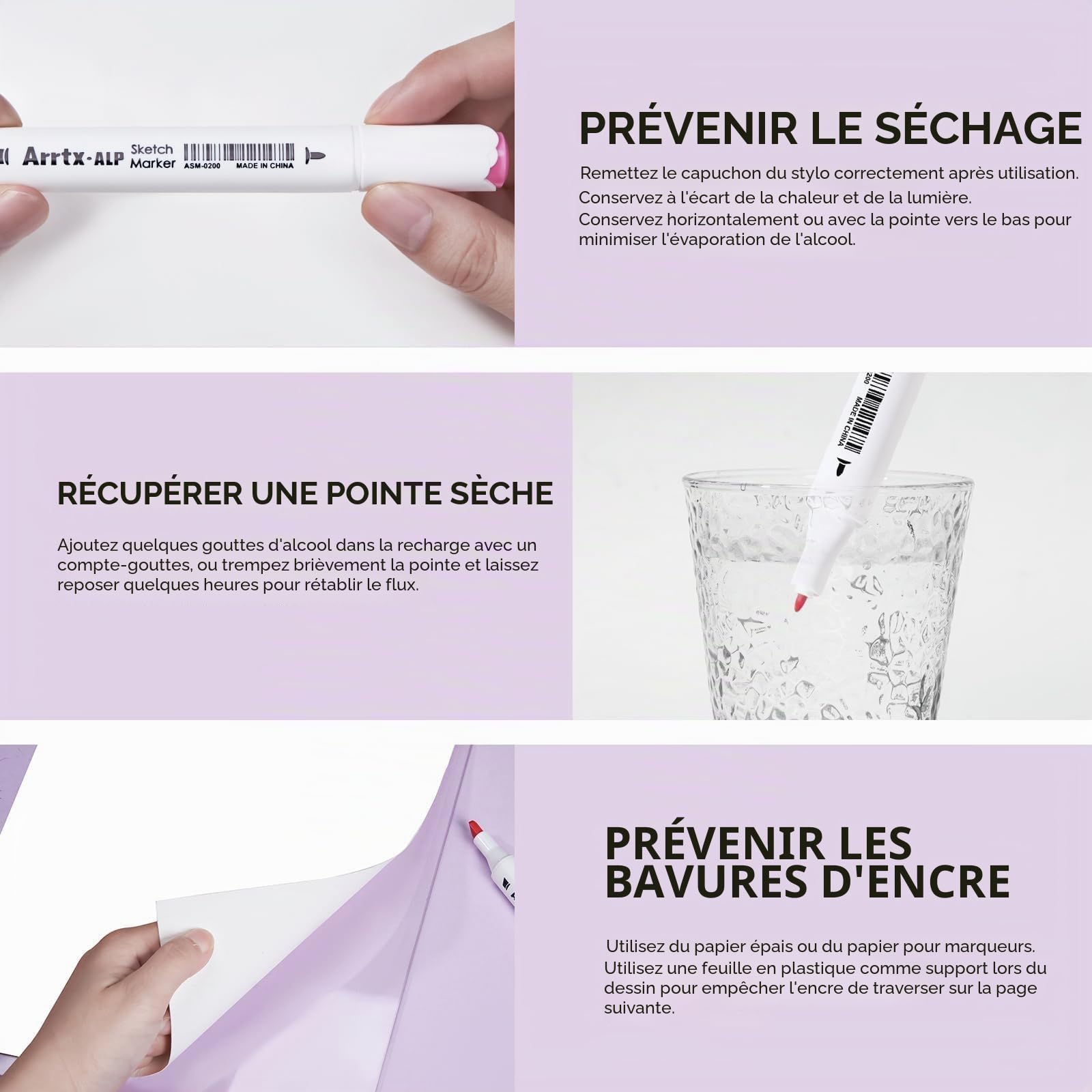 Arrtx ALP Lot de 66 marqueurs pastel à alcool à pointe fine et biseautée, adaptés pour la peinture, le coloriage, le dessin, les croquis, les illustrations, les marqueurs à base d'alcool, les stylos