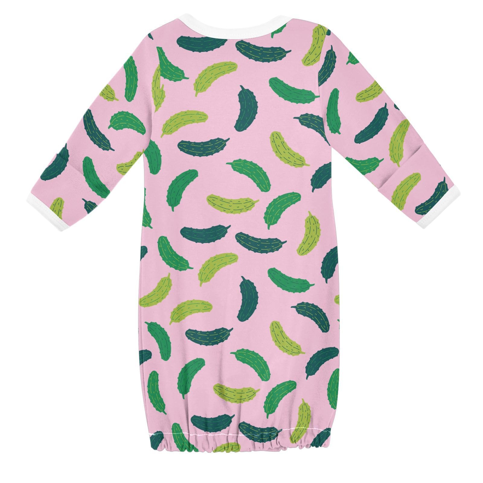 WIFIU Light Dark Green Melon Baby Girls Boys Sleeper Gown Cotton Nightgown Long Sleeve, Baby Nightdress Sleeping Clothes for Newborn 6-12 Months