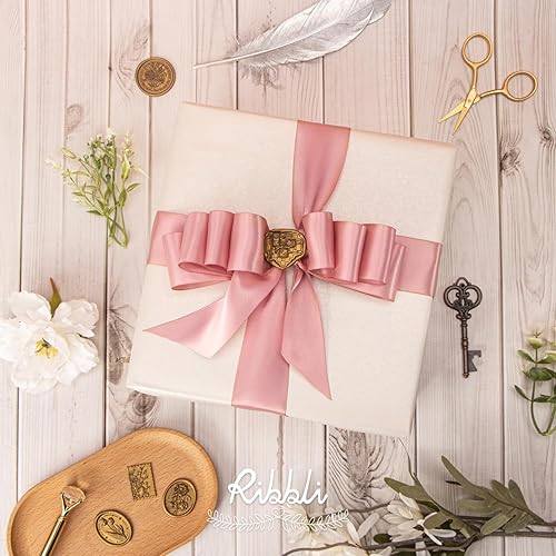 Miniatura 471 de Ribbli - Cinta de satén blanca de doble cara, 1 pulgada x 25 yardas, uso para ramo de lazos, envoltura de regalos, arreglos florales