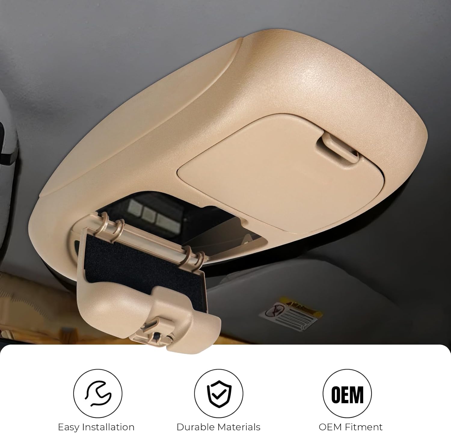 Overhead Console Assembly with Sunglasses Holder and Storage Cover, Without Sunroof, Tan Compatible with Ford F250, F350, F450, F550 Super Duty 2002-2004 Replaces # 2C3Z-25519A70-AAB