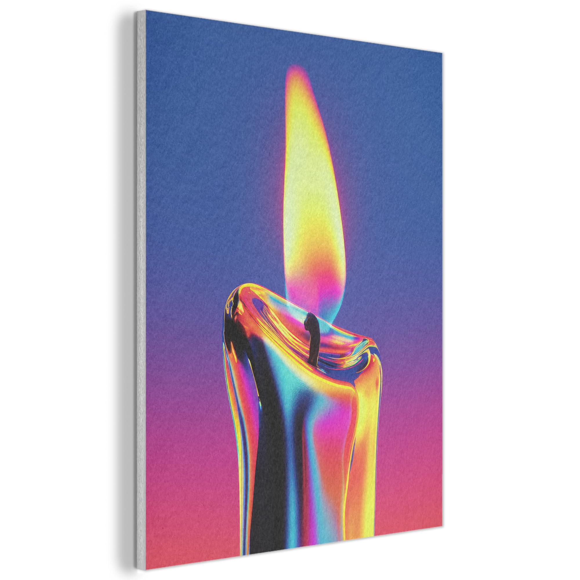 MuchoWow© Felt Panel 70x100 cm House Touch for Living Space Modern Visuals Decoration Wall Art Candle - Blue - Magenta