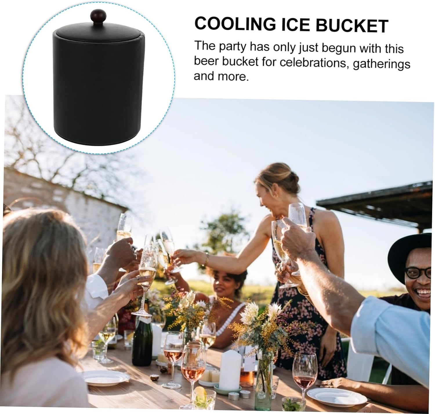 1Pc Thickened Stainless Steel Beverage Ice Bucket with Tong Party Ice Bucket for Wine Beer and Drinks for Bars Weddings and Gatherings