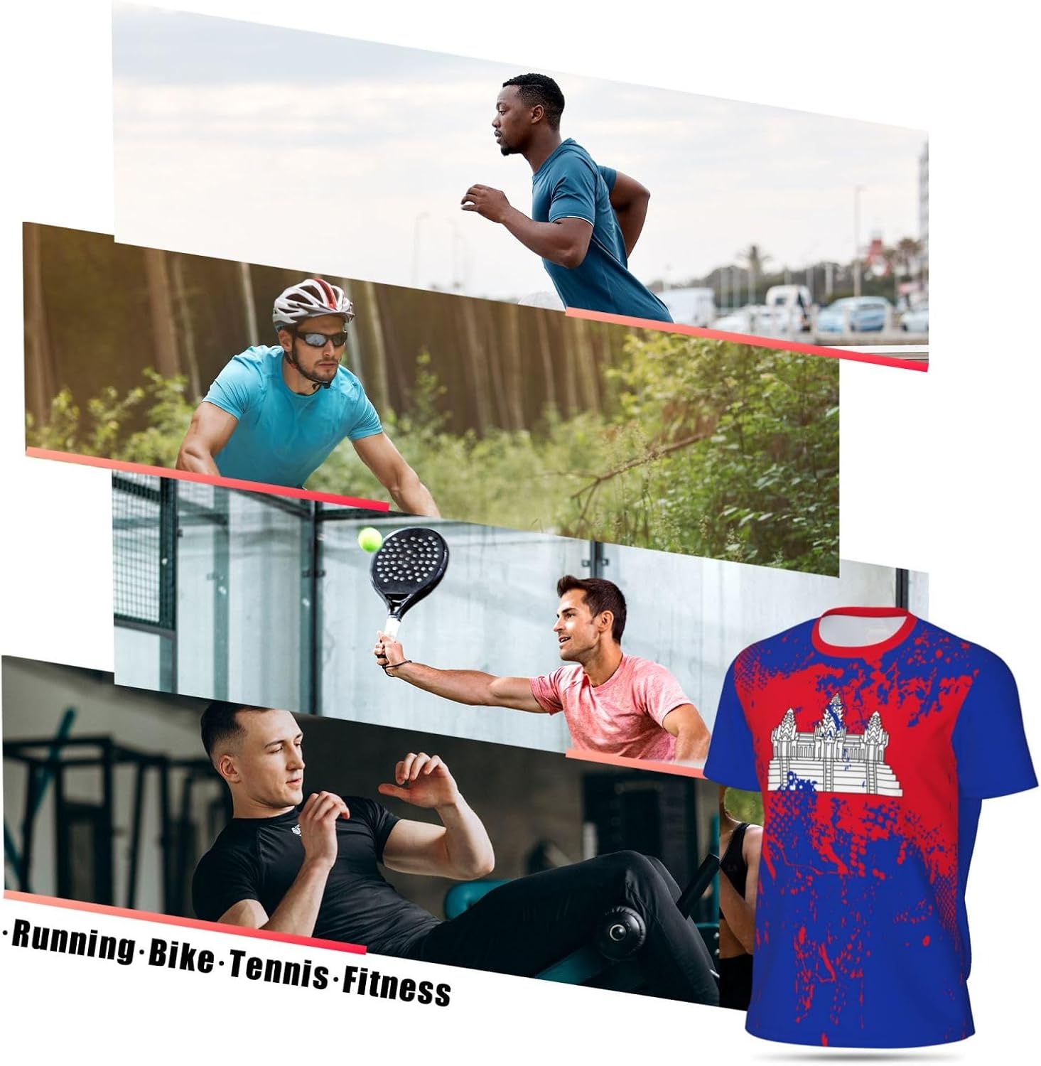 Cambodia Flag Sports Jersey Mesh T-Shirt 3D Print for Running Cycling Soccer Fans Fitness Shirts
