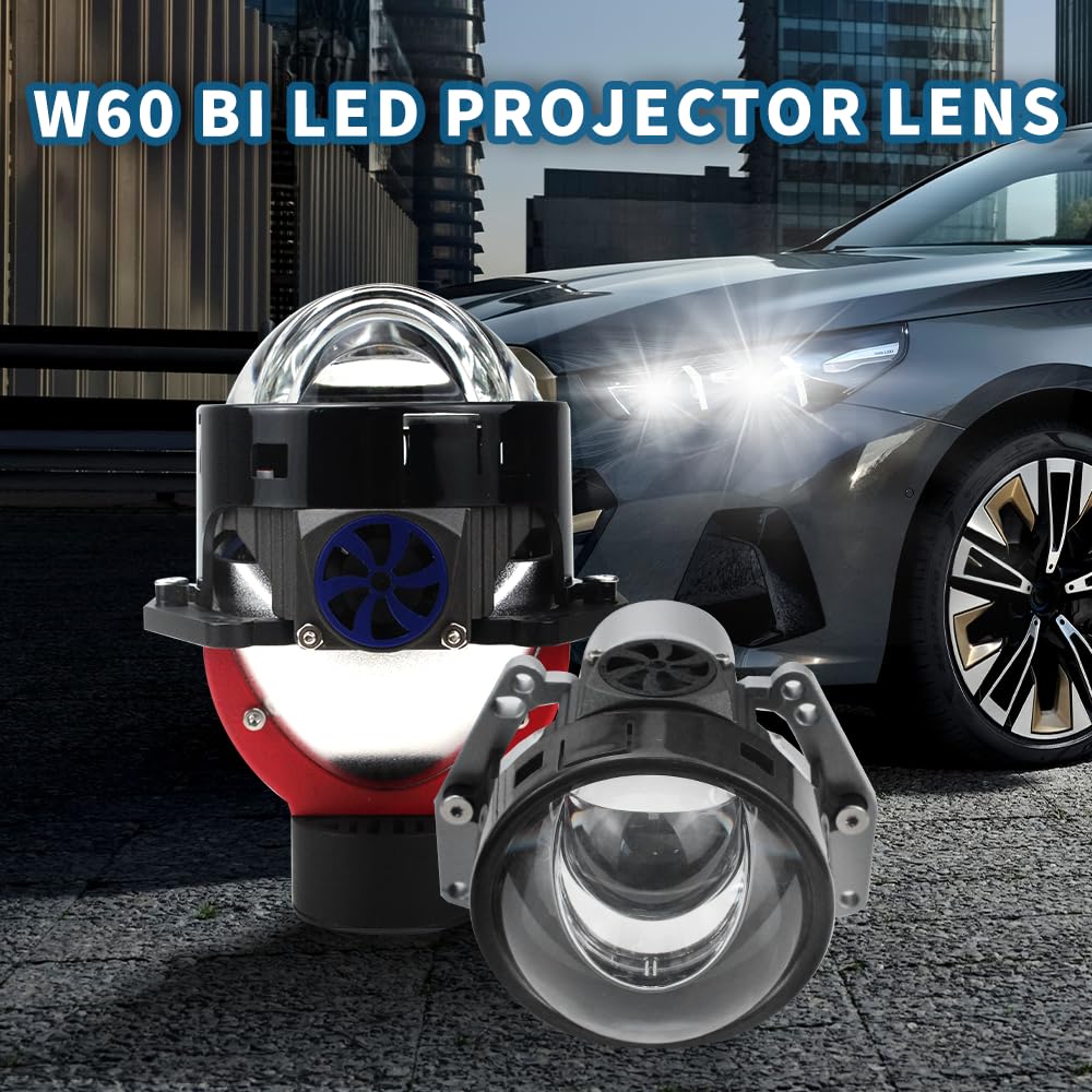 Générique 2 Projecteurs Bi-LED 12V 55W/65W 3 Pouces 8000lm Conversion de Phares Feux de Route Feux de Croisement Lentilles de Projecteur