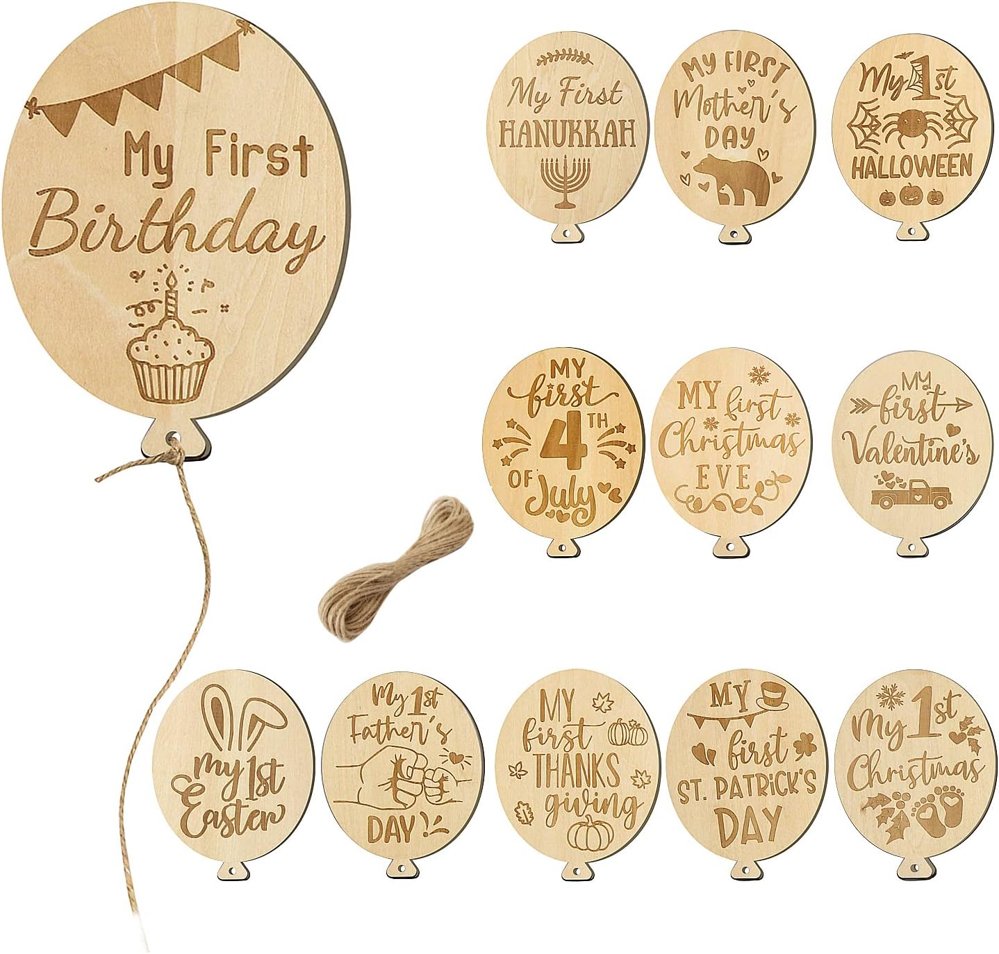 Baby Holiday Wooden Milestones Baby One Year Keepsake Photo Props Baby Shower Gifts (Holiday Milestones)