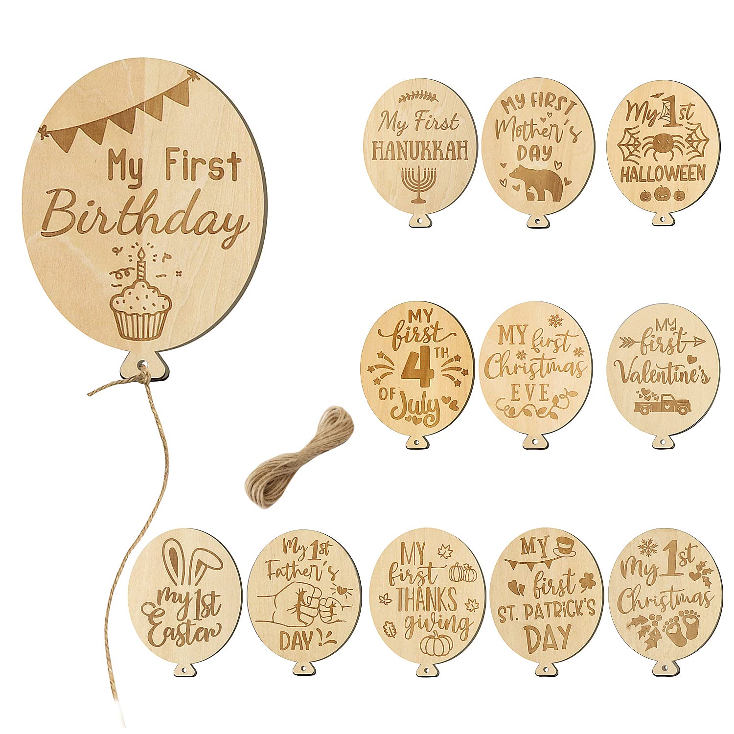 Baby Holiday Wooden Milestones Baby One Year Keepsake Photo Props Baby Shower Gifts (Holiday Milestones)