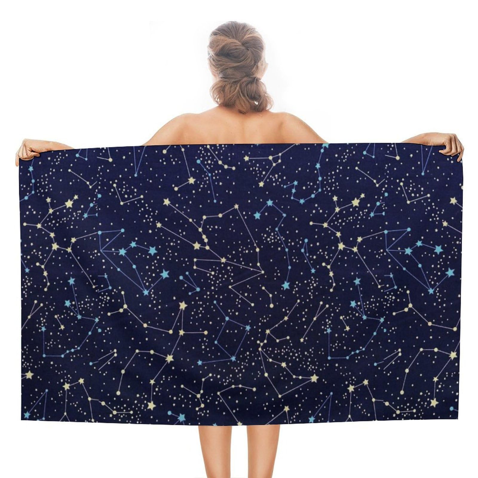 LEDFCVSU Beach Towel, Glow in The Dark Constellations Midnight Bath Towel, Absorbent Towel for Swimming, Sports, Travel