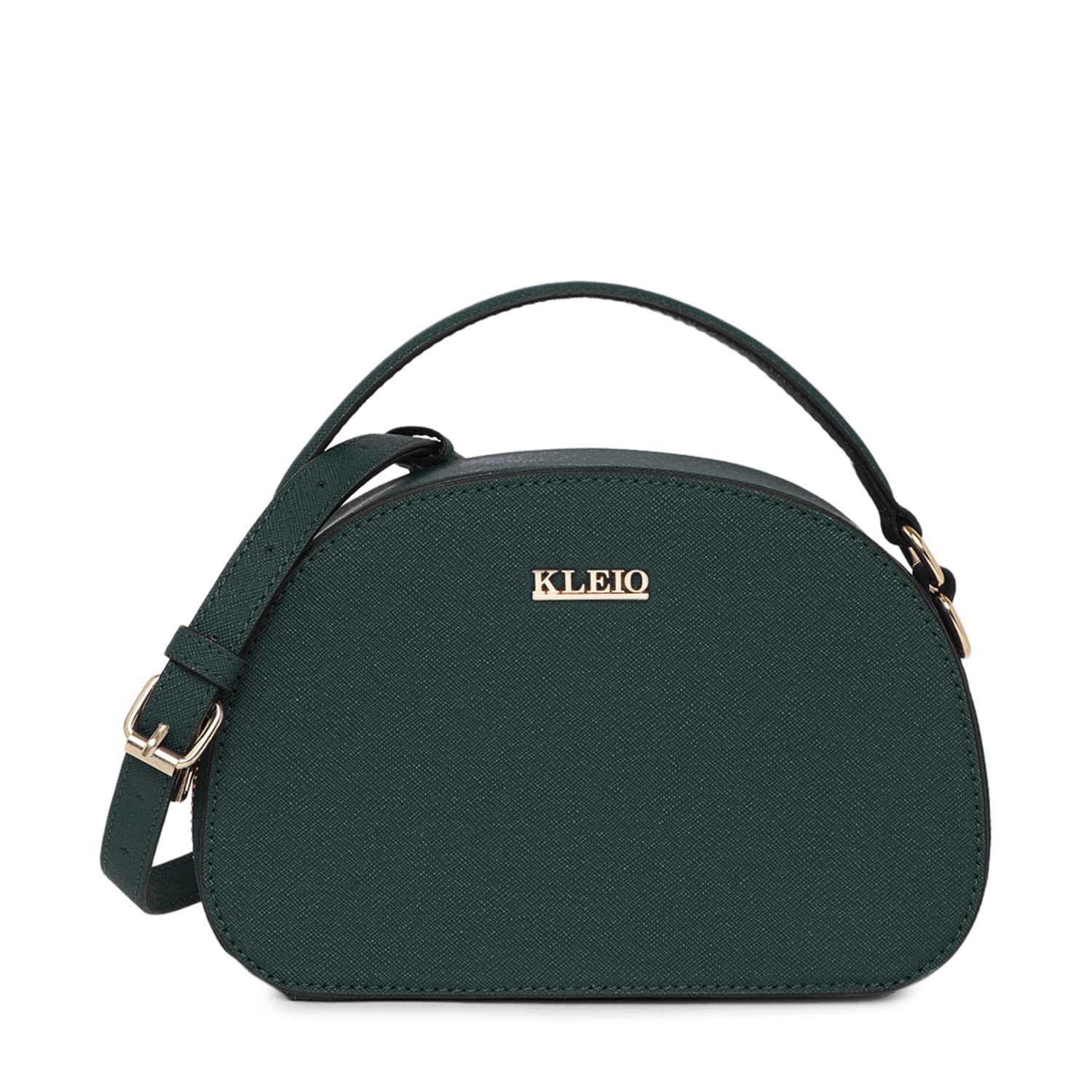 KLEIO D Shaped Leather Hand Bag for Women (Dark Green) with Top Handle | Spacious Handbag for Girls with Adjustable and detachable Crossbody Sling for College & Travel (B09MW5453R) Amazon Price History, Amazon Price Tracker