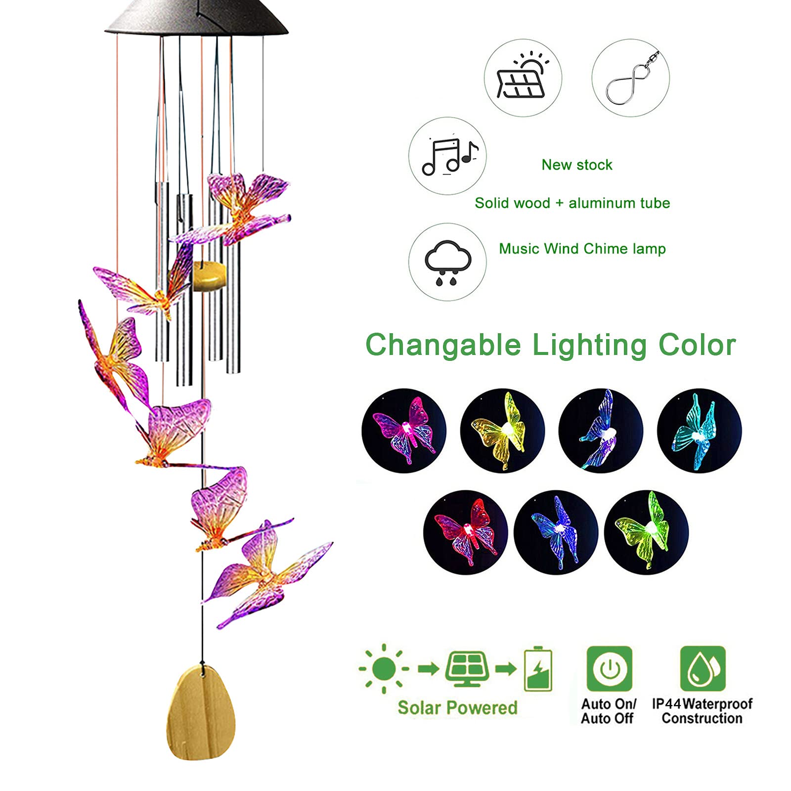 Campanello Eolico Sospeso A Energia Solare per Esterni, Campanelli