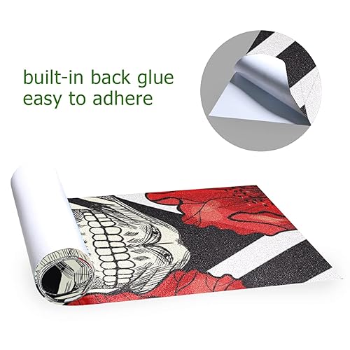 Vista 64 de Abstracto Negro Gris Geométrico Skateboard Grip Tape 33x9inch Papel de lija Longboard Scooter Griptape Diseño antideslizante y anti-desgarro