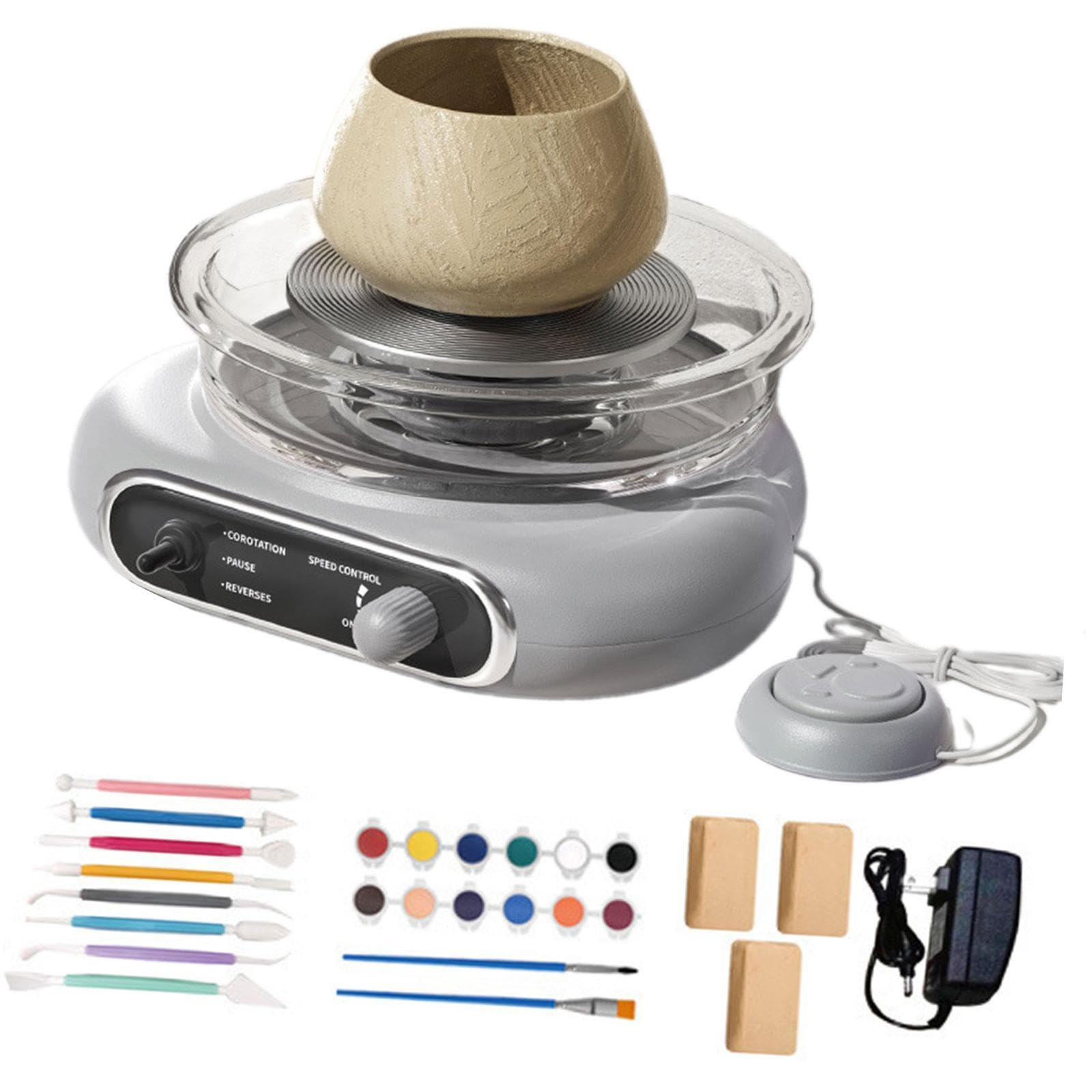 CALANDIS™ Mini Pottery Wheel Kit Compact Electric Clay Wheel for Beginners Kids Adults Gray | Pottery Wheels | Ceramics & Pottery | Sculpting, Molding & Ceramics-picture-21