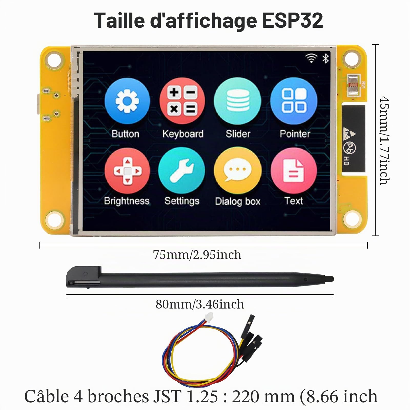 ESP32 Écran ESP32 Ecran Tactile Board avec WiFi Bluetooth 2,8" 240 x 320 Écran ESP Intelligent Module Ecran TFT ESP Tactile Connectivité IoT Haut débit Compatible avec Arduino/LVGL(2 Pcs)