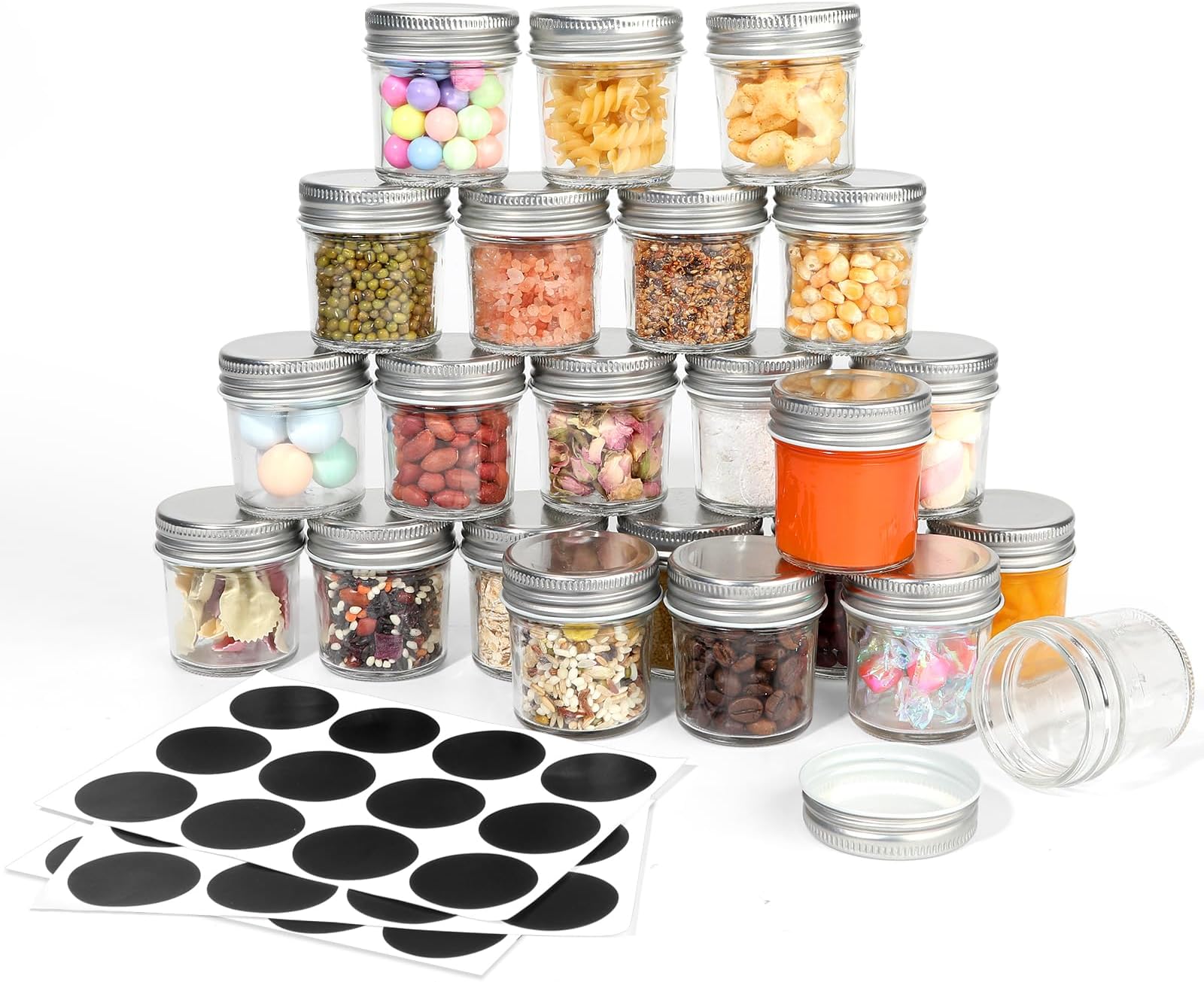 Small 2 oz Mason Jars, 24 Pack Glass Mini Canning Jars with Regular Mouth Lids, Glass Ginger Shots Bottles Spice Jars