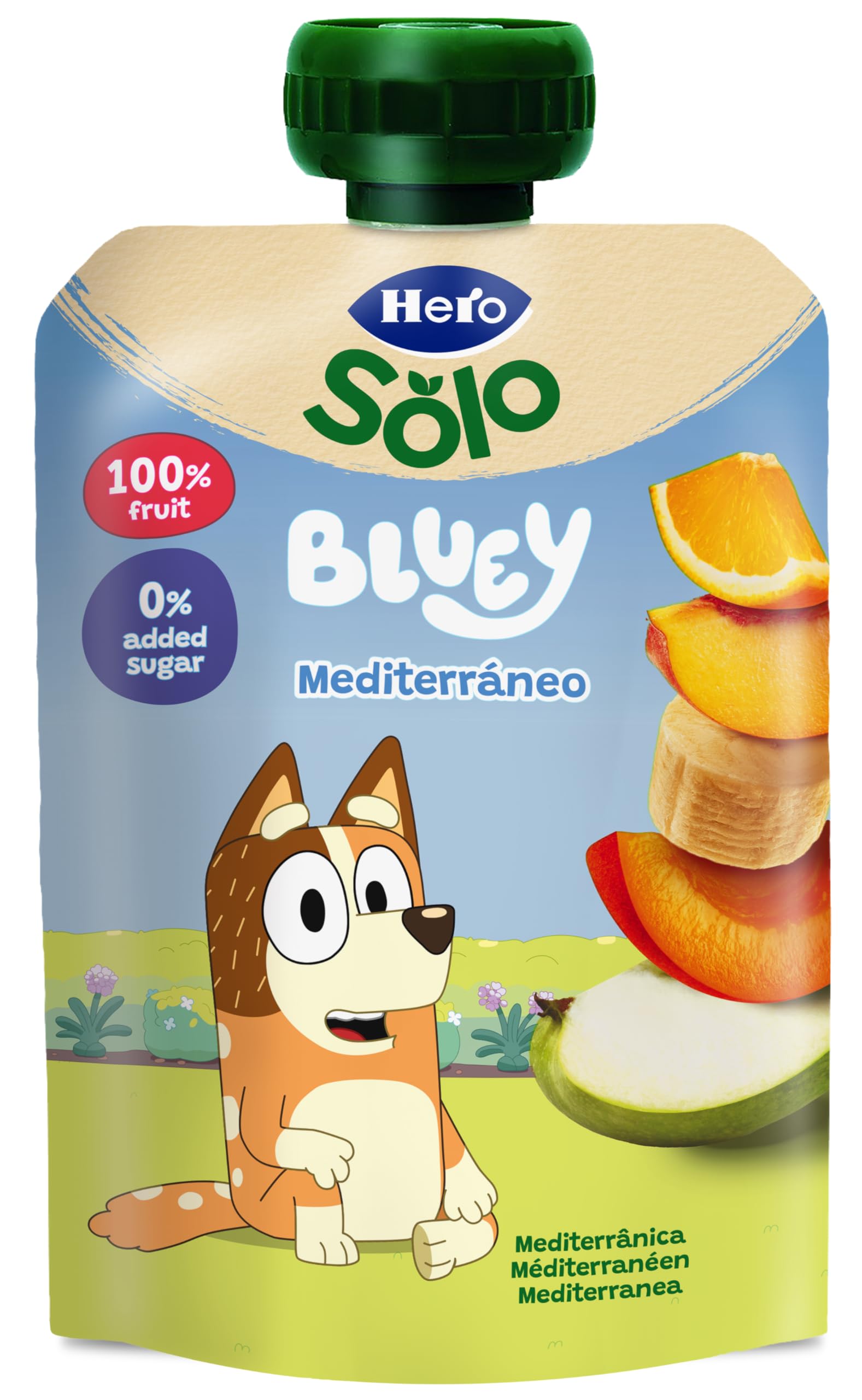 Hero Solo, Mi Fruta Bolsita de Fruta sabor Mediterráneo - Para Bebés a Partir de los 6 Meses - Pack de 18 x 100 g