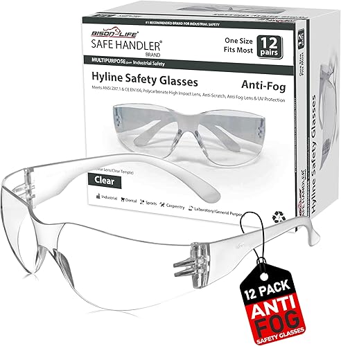 SAFE HANDLER Hyline - Lentes de seguridad ANSI Z87.1, resistentes a los impactos, lentes de policarbonato irrompibles, antiarañazos