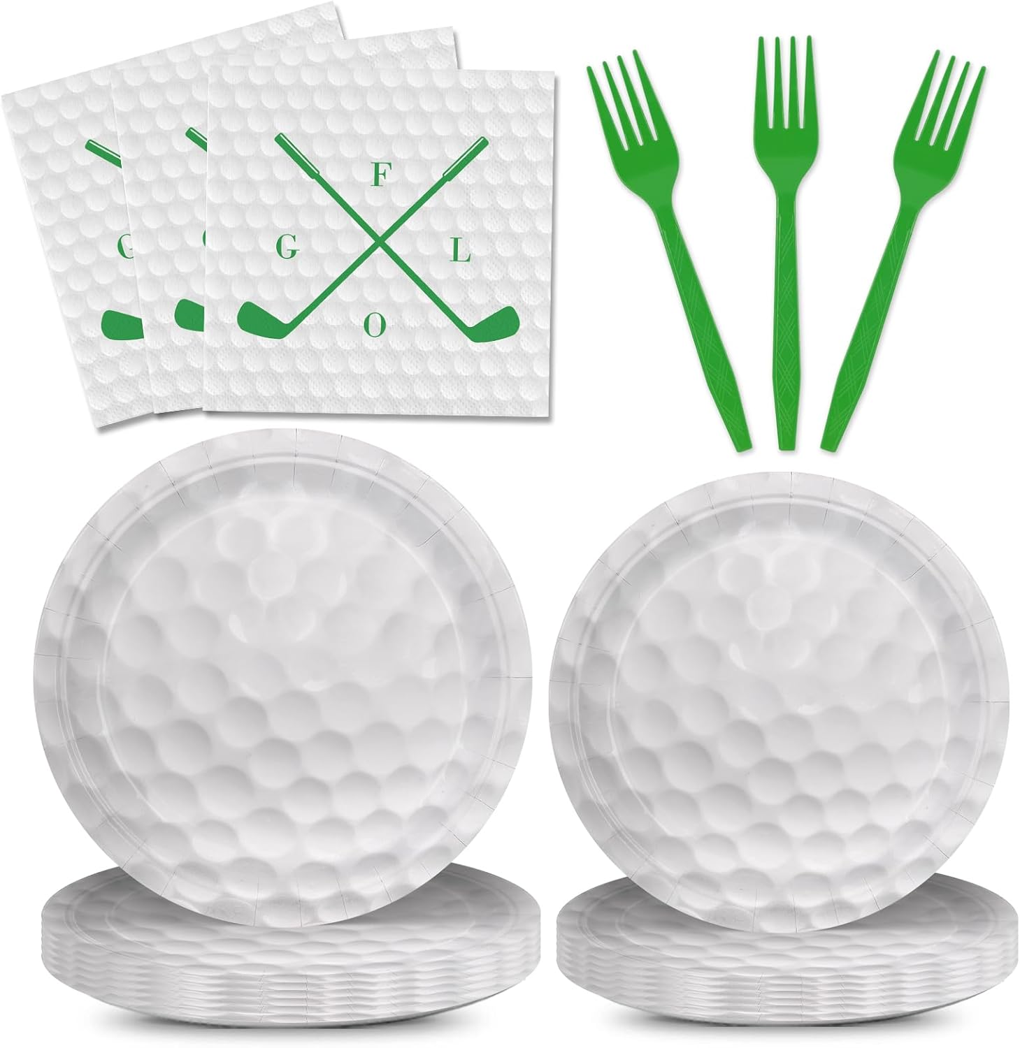96pcs Golf Party Decorations Include Paper Plates Napkins Golf Birthday Party Supplies Forks Disposable Tableware Set for Kids Serve 24 Guests