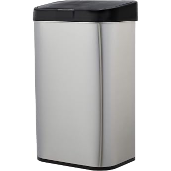 Amazon Basics 60 L Stainless Steel Non-Contact Motion Sensor Bin, Rectangular