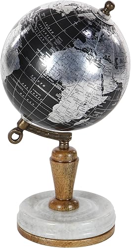 Deco 79 Globo de plástico con base de mármol, 5 "x 5" x 10 ", negro