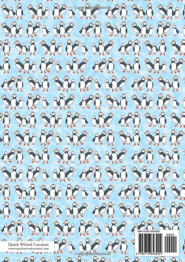 Puffins Notebook - Lined Pages - A4 - Premium: (Blue Edition) Fun notebook 192 lined pages (A4 / 8.27x11.69 inches / 21x29.7cm) - Image 2