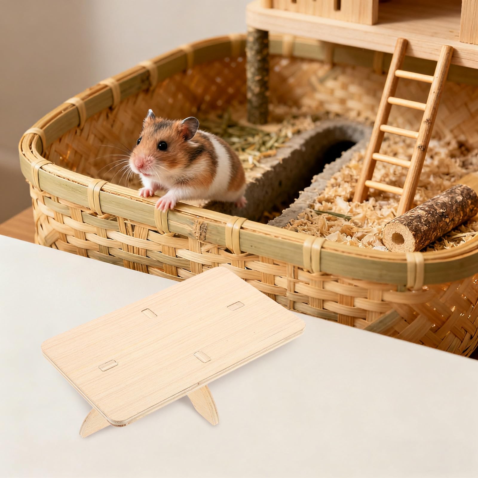 Spielplattform aus Holz für Hamster – Spielplattform aus Holz für Kleintiere – Käfigzubehör für Zwerghamster und andere Kleintiere, 20 x 12 cm