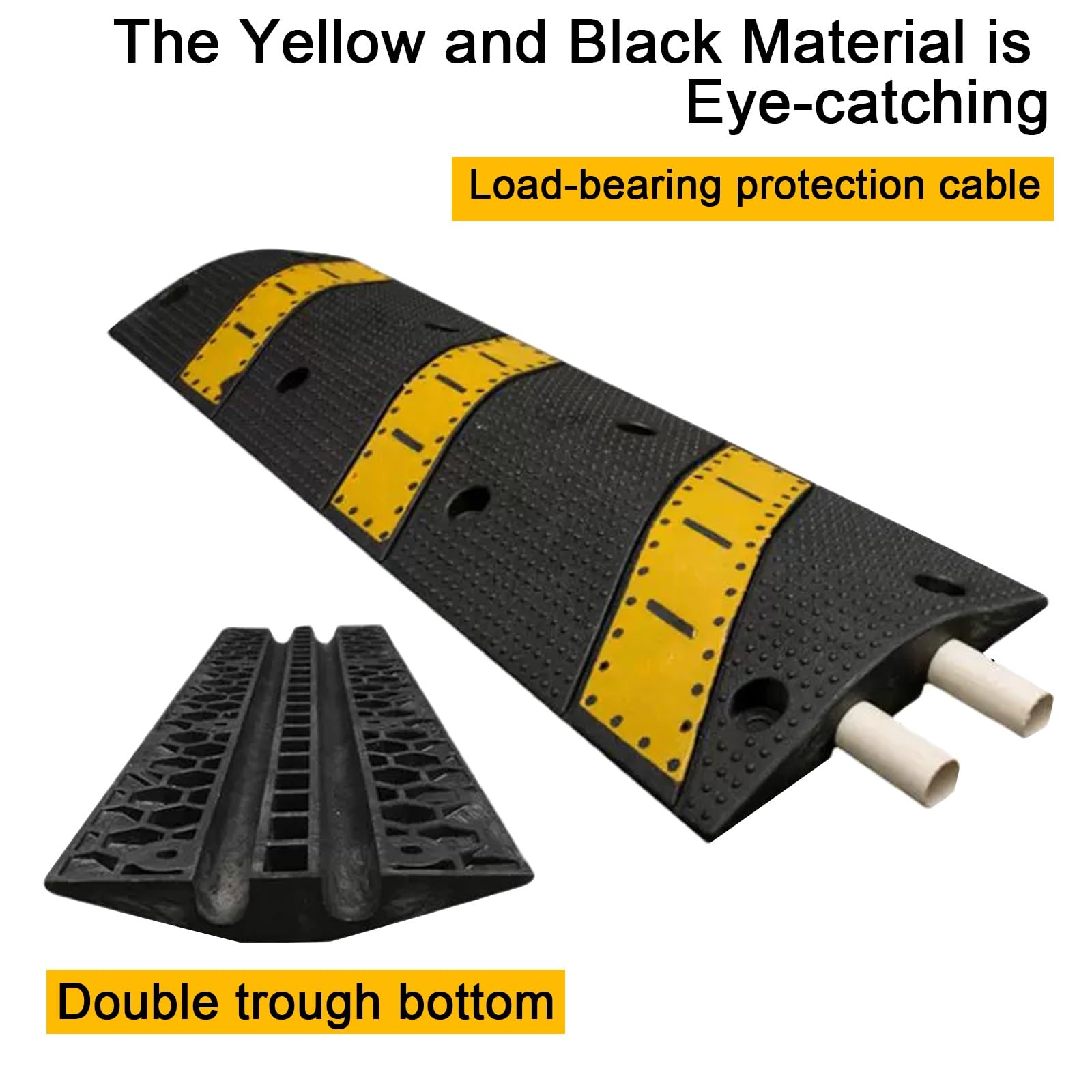 Rampa de Protección, Pasacables Suelo, Material Resistente, Diseño de 2 Canales, Capacidad de Carga 50 T, Muy Adecuado para Asfalto y Hormigón