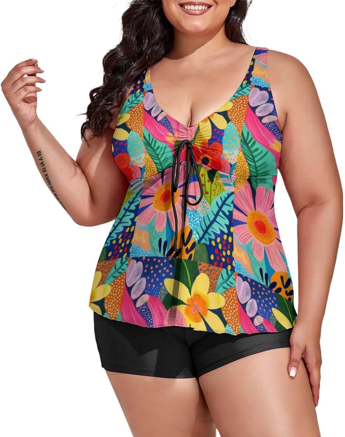 下载 (1) Women's Two Piece Swimsuits with Shorts Modest Bathing Suits Conservative Vest-Style Top Athletic Swimwear