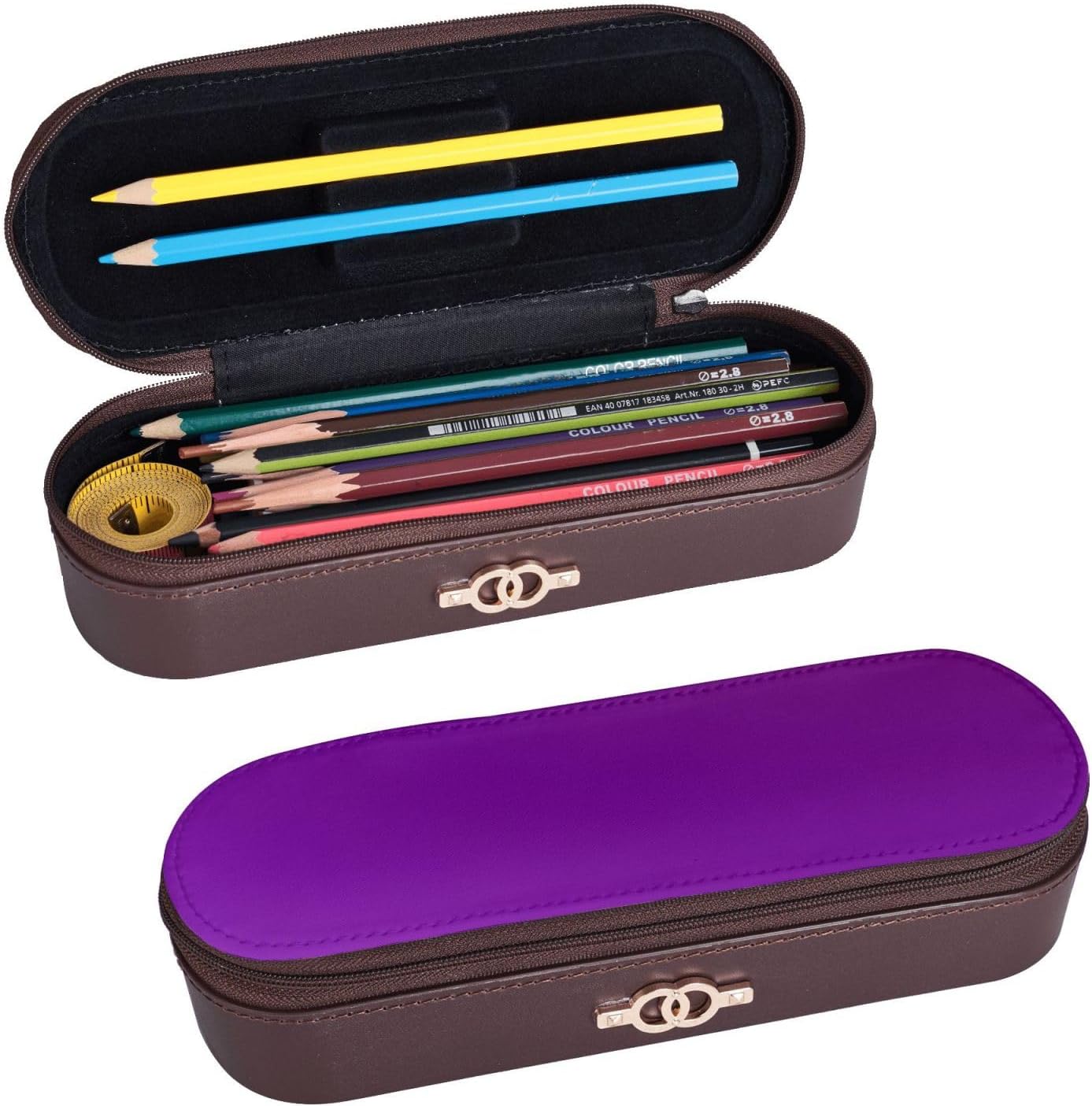 Dark purple color Leather Multi Slot Pen Storage Case image 2