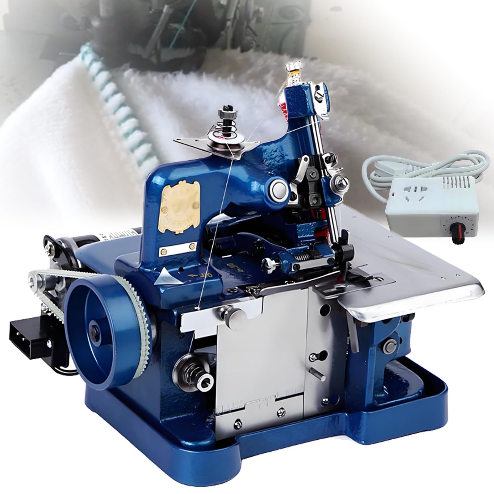 Máquinas remalladoras y overlock de 250 W - Máquina de Coser Industrial automática de 3000 Puntadas/Minuto para Tejidos de Punto, Vaqueros, Tiendas de campaña y Otros artículos Blue