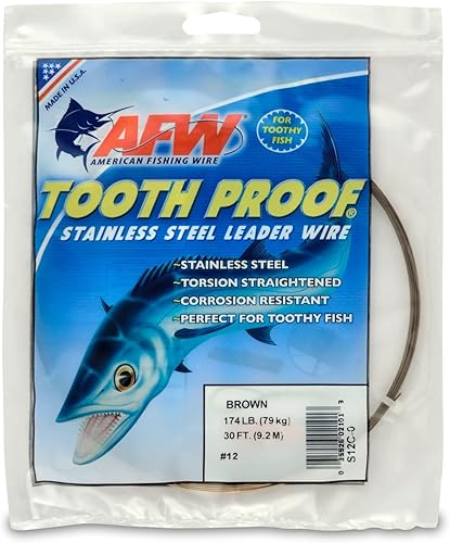 Miniatura 79 de AFW Alambre duro de acero inoxidable a prueba de dientes, brillante y camuflaje para tiburón, barracuda, caballa real, Wahoo, protección contra