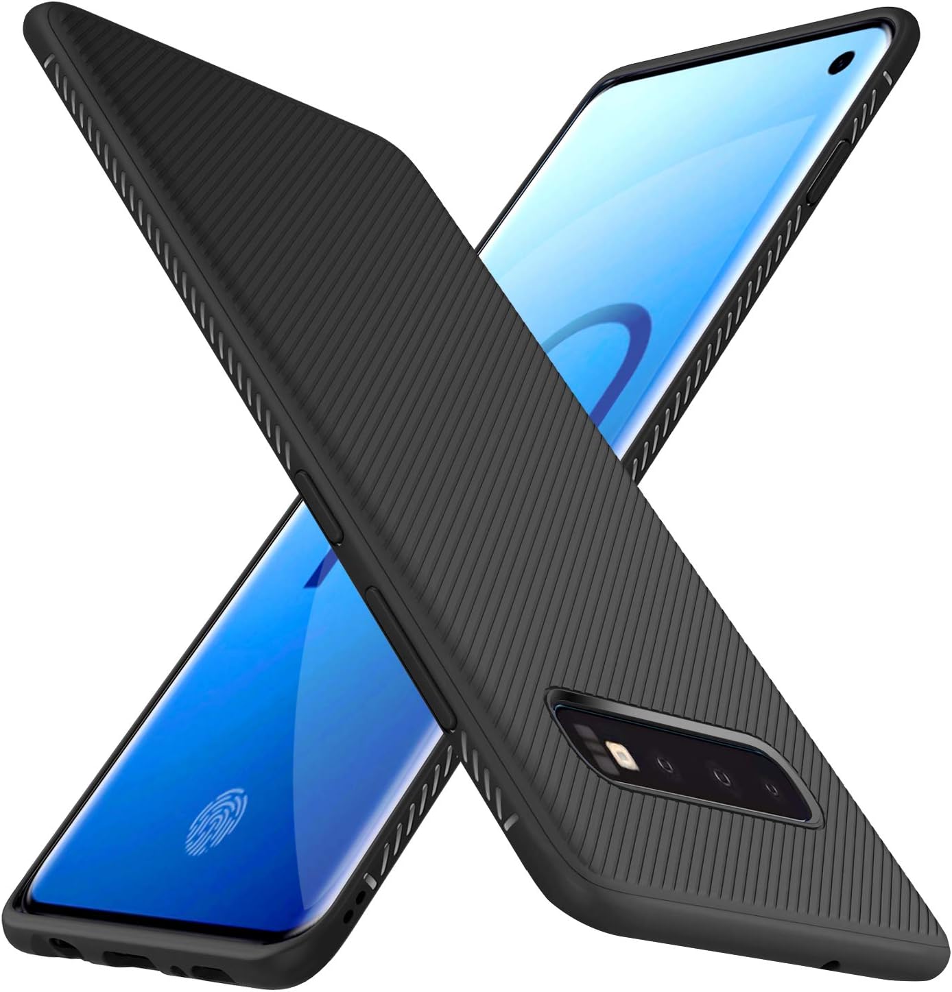 iBetter for Samsung Galaxy S10 Case, Premium Soft Rubber Cover Shock Proof with Anti-Slip Ultra-Thin for Samsung Galaxy S10 Smartphone. Black