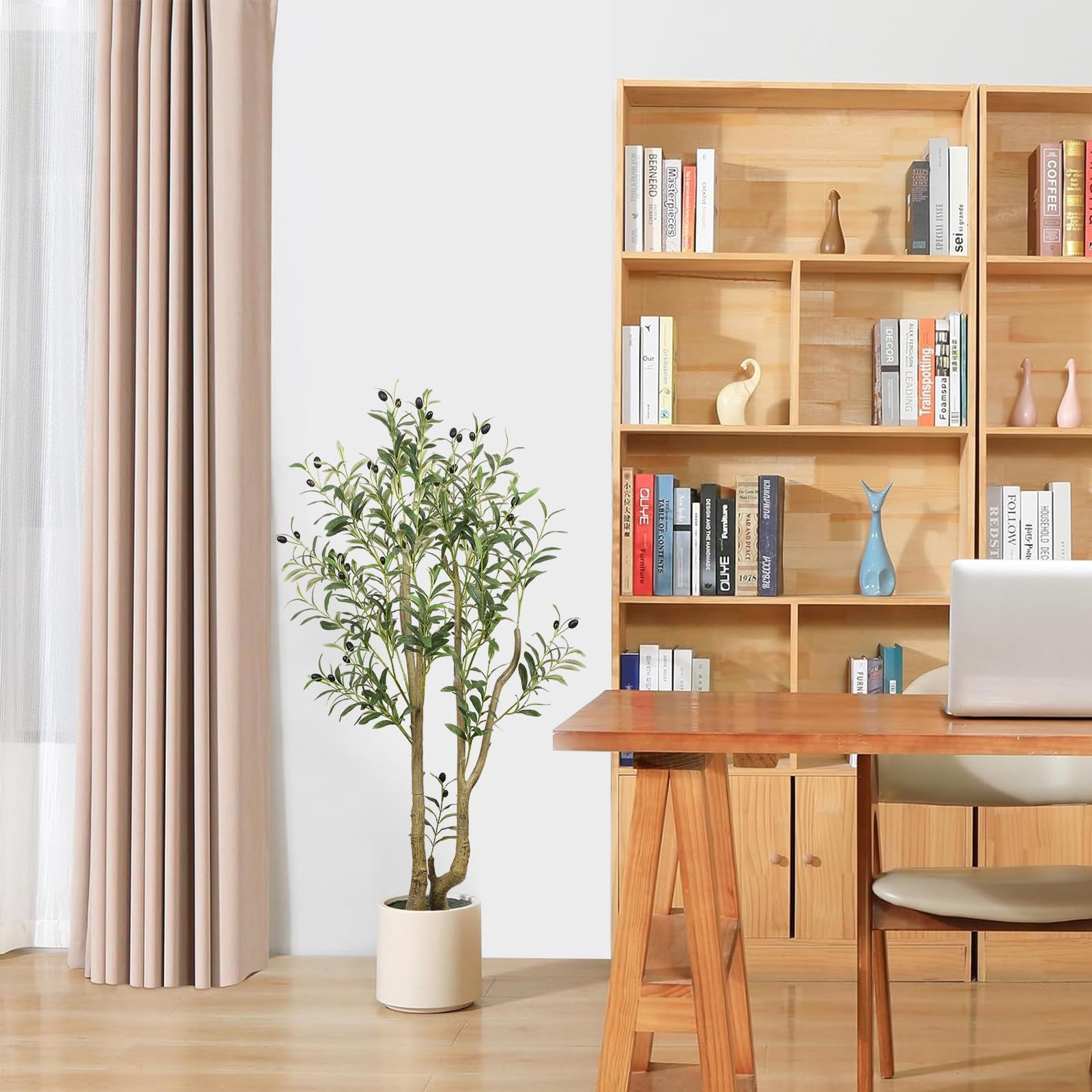 Snapklik.com : Alupssuc 4ft Artificial Olive Tree Faux Silk Plant, 4 ...