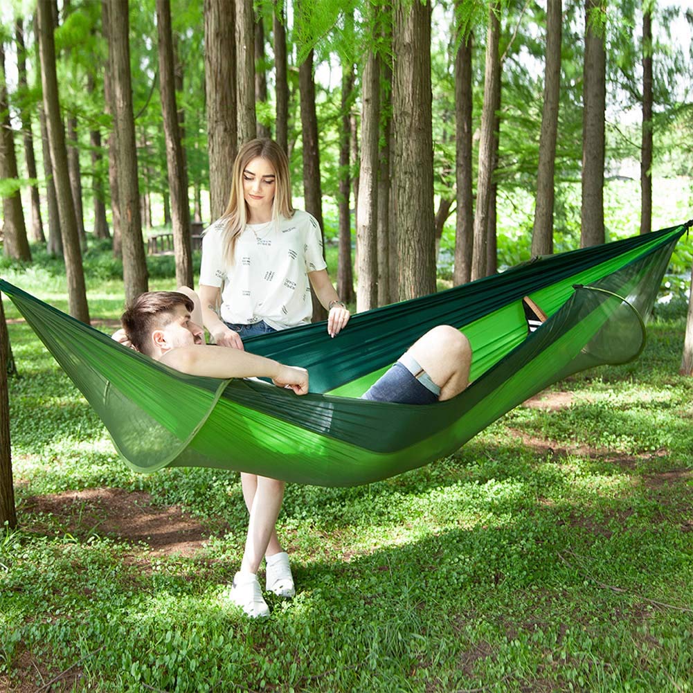 Ouverture Rapide Automatique Portable avec Tente extérieure Simple Double Camping hamac Anti-Moustique Chaise Suspendue 290 * 140 (Vert (Filet Vert))