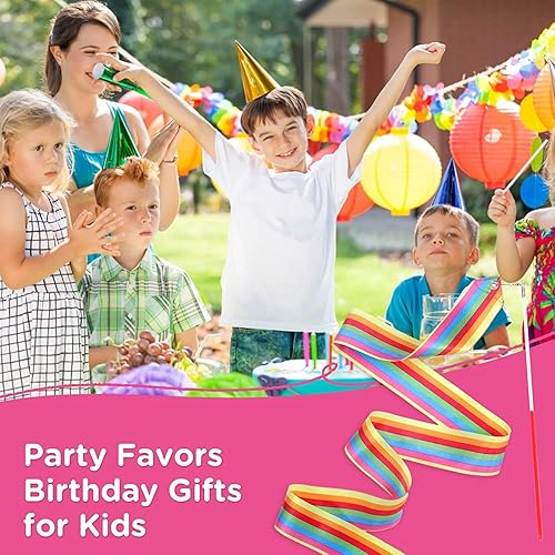 Miniatura 5 de HiUnicorn 12 cintas de baile de arco iris, recuerdos de fiesta para niñas, gimnasia rítmica, bailarina, fiesta de cumpleaños, serpentinas,