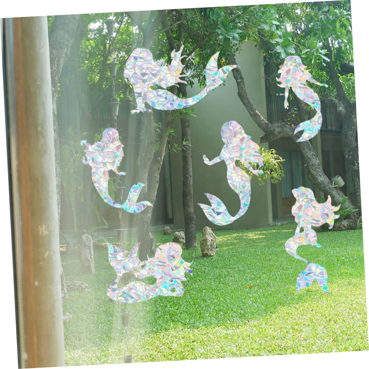 Alipis 5 Set Adesivo Per Finestra Con Sirena Decorazione Natale Decorazione Natalizia Donna All'aperto Adesivi Porte Interne Ornamento Di Scena Interna Squisito Vetrofania Pvc 6 Pezzi*5
