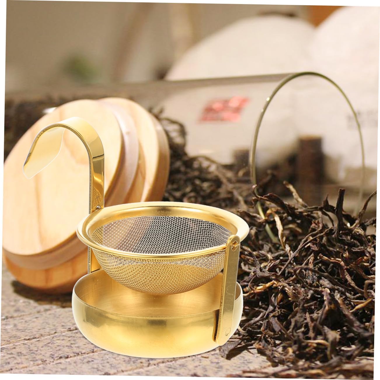 Ciieeo 5pcs Loose Tea Infuser Rotating Stainless Steel Tea Strainer for Kitchen Fine Mesh Filter for Brewing