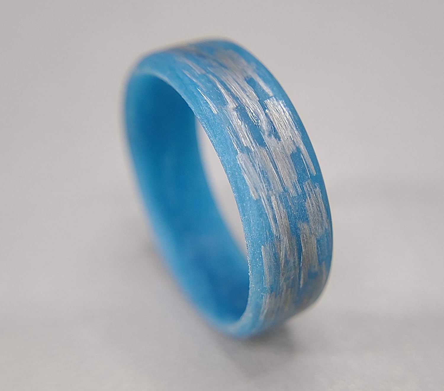 Handmade Ring Band - Men's or Women's Texalium Blue Glow Ring, Matte Finish, Glow-in-the-Dark, Durable, Scratch Resistant, Waterproof, Sizes 4-16, Custom Band Widths