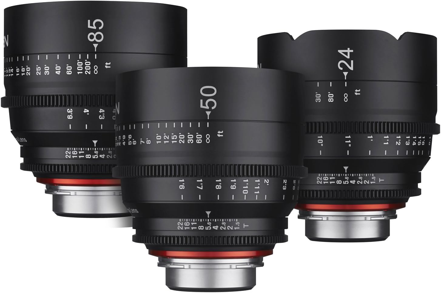 3-Lens Xeen T1.5 PL Mount Set (24mm, 50mm & 85mm)