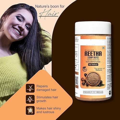 Miniatura 2 de Limpiador natural, sin conservantes ni productos químicos añadidos Reetha en polvo orgánico para el crecimiento del cabello, polvo de nueces de
