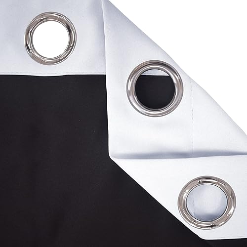 Miniatura 5 de ADOORO Cortinas opacas para dormitorio con línea negra, 100 % opacas, con aislamiento térmico, cortinas largas para sala de estar, tratamiento de