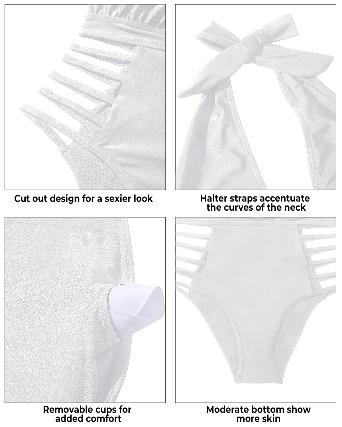 Aqua Eve Women Sexy One Piece Swimsuits Halter Plunge V Neck Cutout Bathing Suits