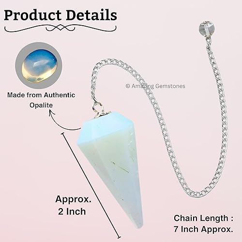 Miniatura 4 de Increíble péndulo de cristal de piedras preciosas para la adivinación Collar de péndulo con cadena de chakras y bola de cristal para curación Reiki