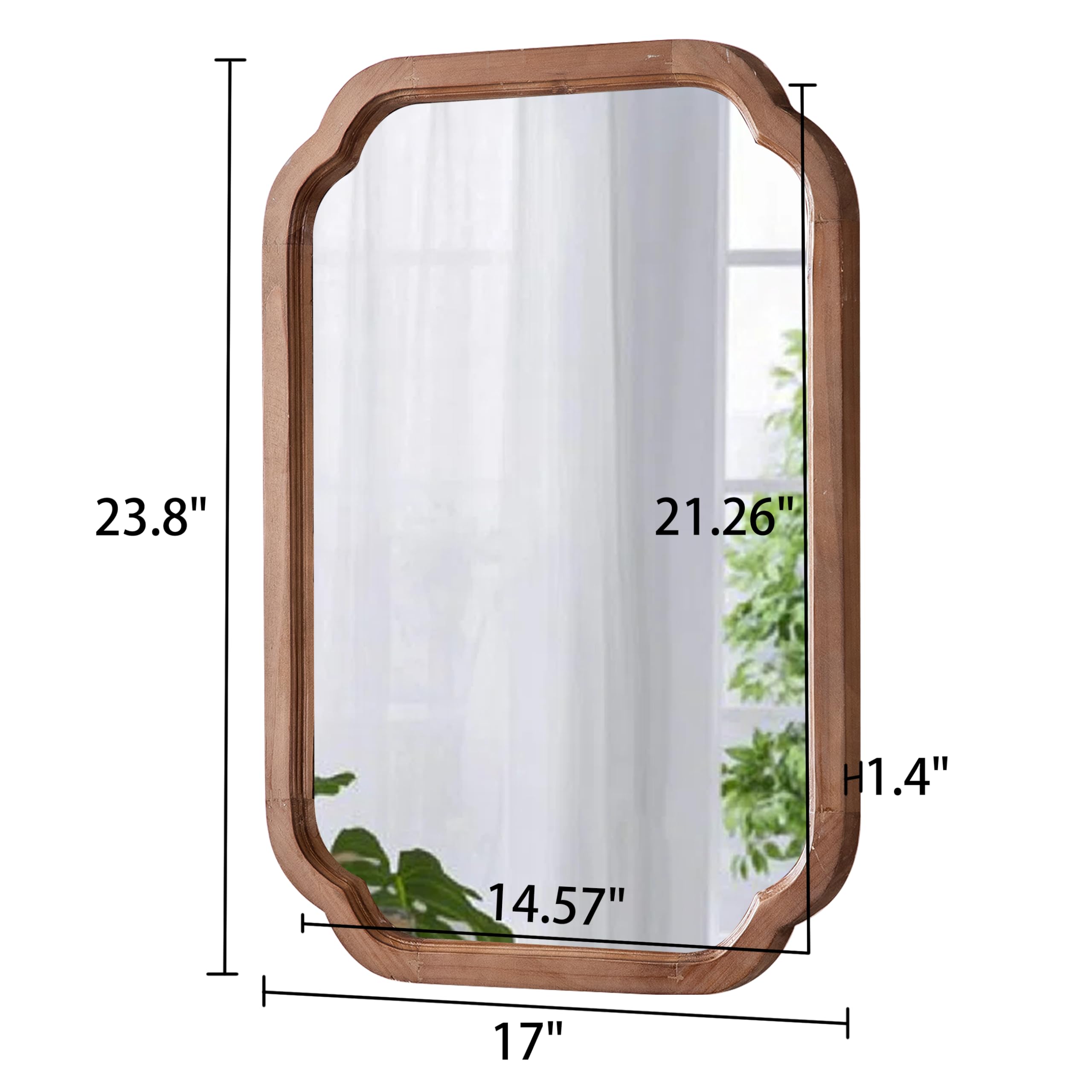 Bois Miroir Mural Rectangulaire 40 x 60 cm, Miroir Decoration Murale Rustique, Miroirs Muraux pour Salon, Chambre, Salle de Bain, Couloir, Horizontal ou Vertical
