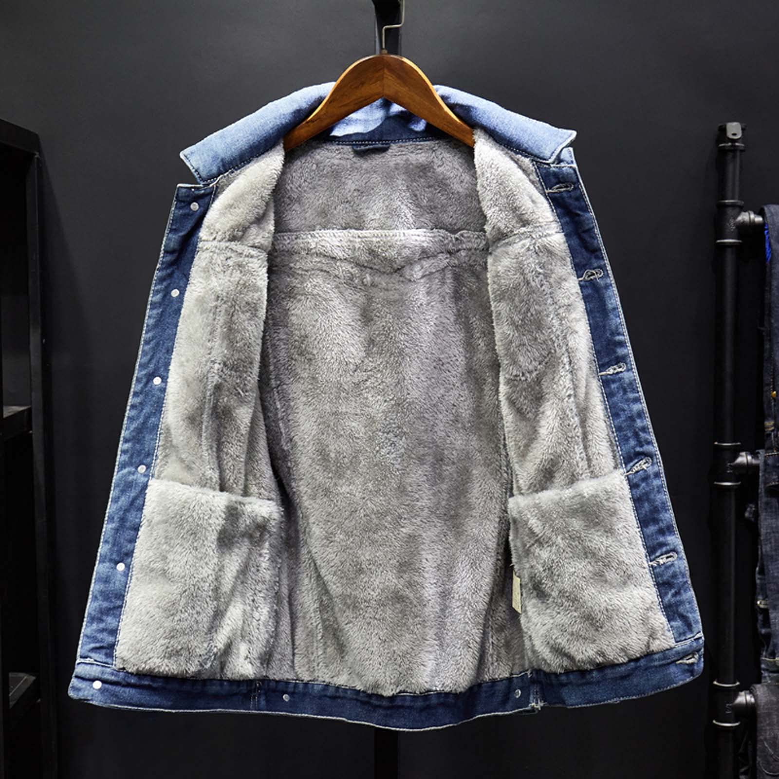 NUSGEAR Chaqueta de vaquera Hombre otoño Invierno Abrigo Grueso cálida Forro de felpa Chaqueta Moda Casual Top Suelto botones trabajo denim Cardigan mezclilla caliente outwear Talla grande 2024