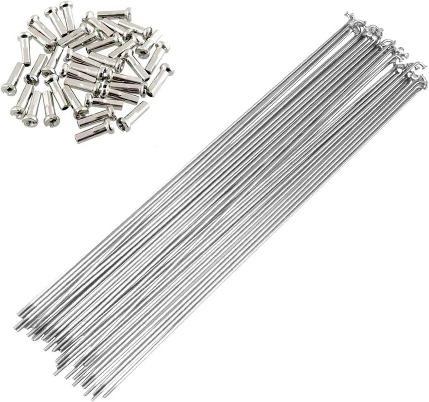 40Pcs Bicycles Spokes 20/22/24/26/28 231-270mm 14G 2.0mm Diameter Stainless Steel Silvery with Nipples Road Bike Folding Bike Spoke Parts Cycling