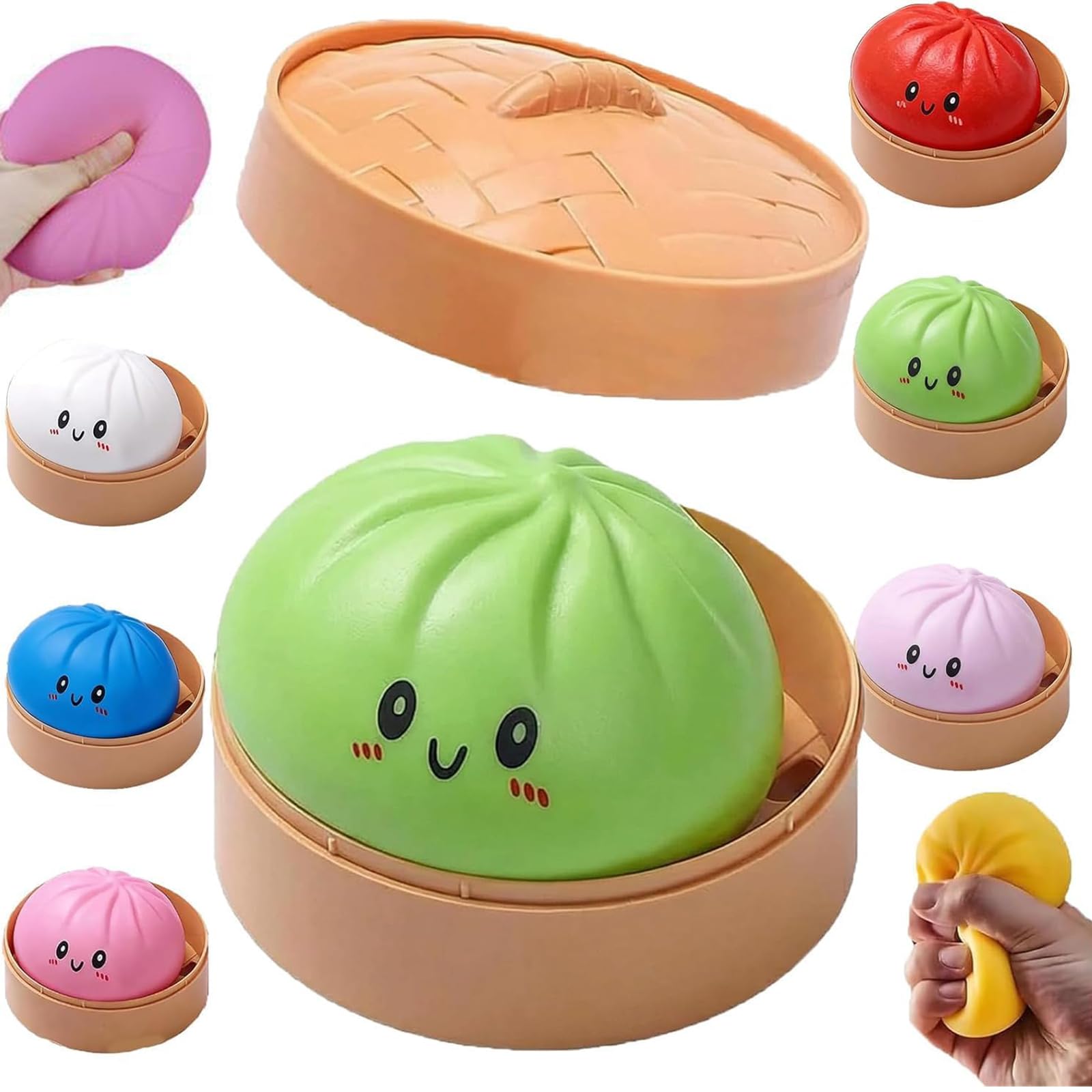 Mystery Dumpling Squishy, 4 Inch Jumbo Dumpling Stress Ball, Squishy Bun, Anxiety Relief Fidget, Soft Squeeze Decompression Dough for Adults Classroom Prizes & Party Favors (Pink) — view 16