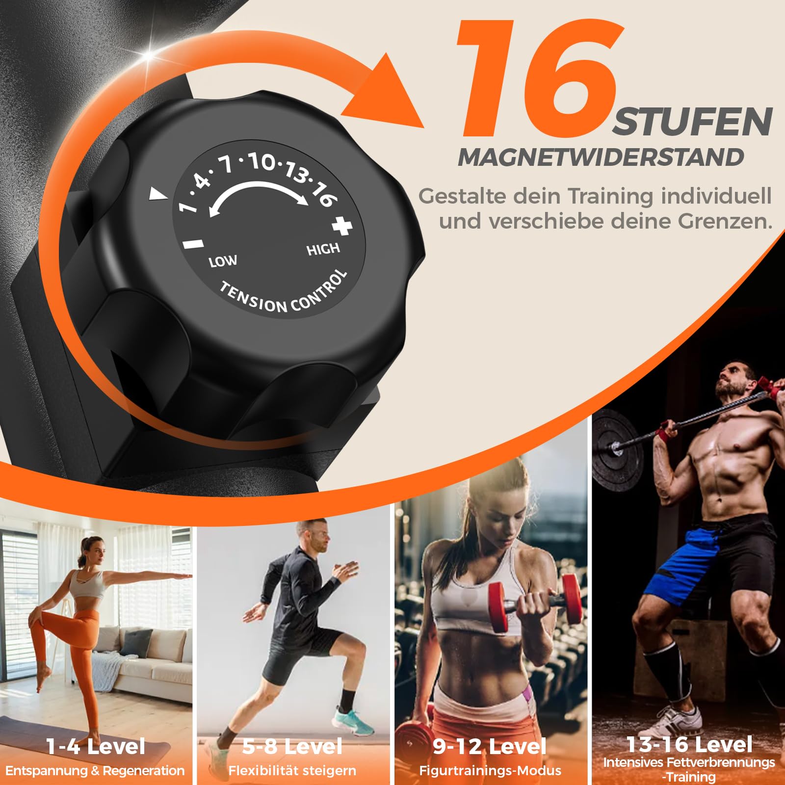 pooboo Elliptischer Crosstrainer 16-stufiger Widerstand hyperleises Magnetleitsystem LCD-Monitor 15,5 Zoll Schrittlänge